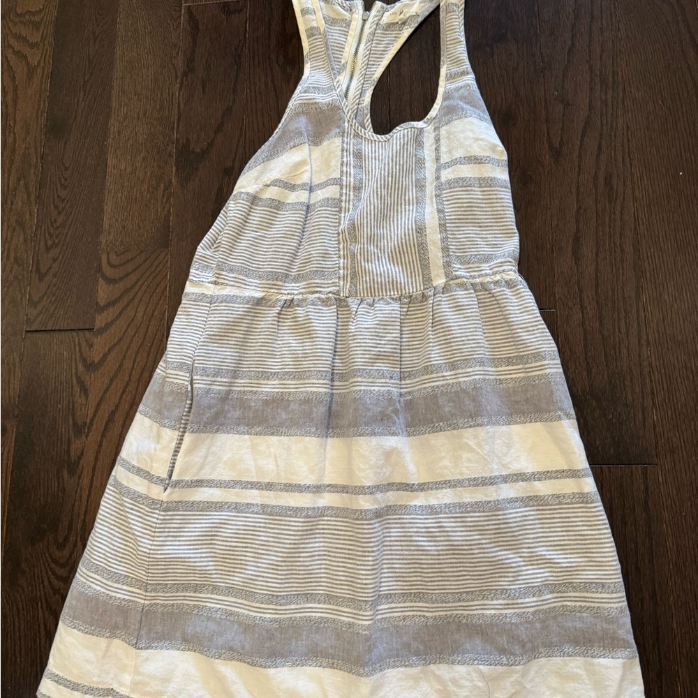 Lou & Grey Gray and Cream Striped Dress